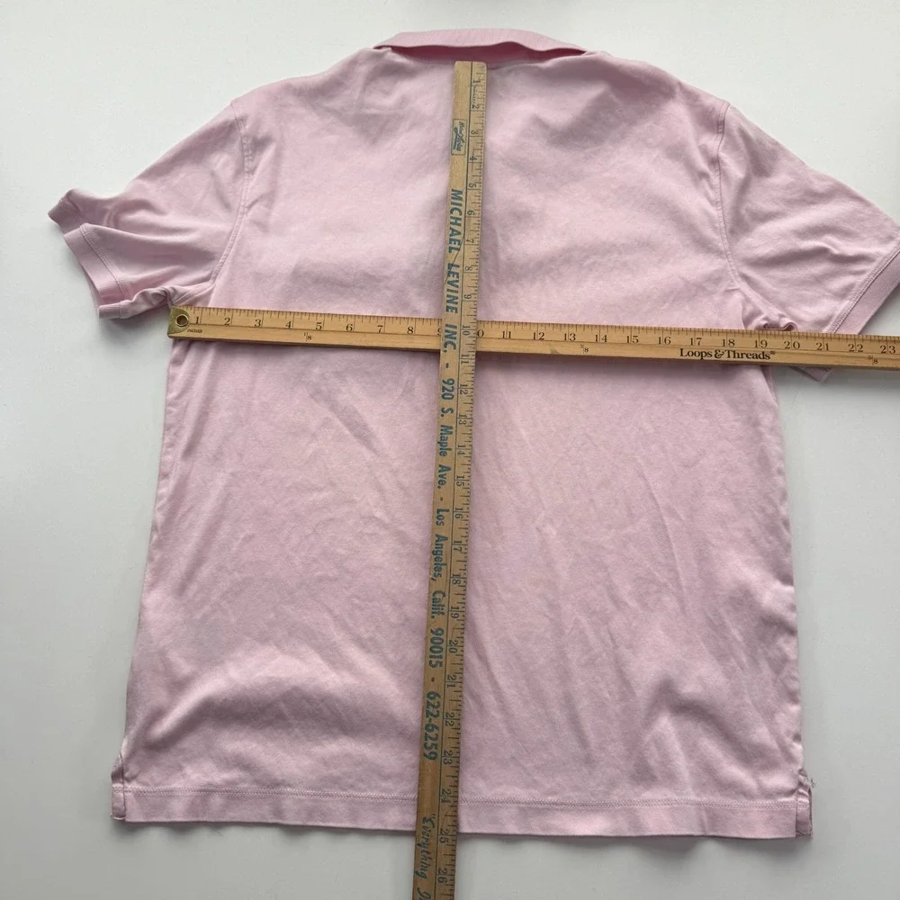 BANANA REPUBLIC Luxe Touch Pip Pink Oxford Polo Short Sleeve Shirt‎ Mens Medium